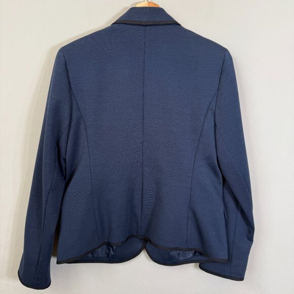 Gap The Academy Ponte Blazer Jacket Women's 8 Navy Blue Black Trim Career Formal - Picture 10 of 14